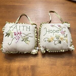 Floral Embroidered Wall Pillows 8x8